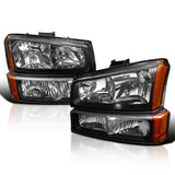 Coolstuffguru Compatible with Chevrolet Silverado Black Crystal Headlights, bumper lights