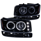 Coolstuffguru Compatible with GLOSSY BLACK 99-06 GMC SIERRA PROJECTOR LED HALO HEADLIGHTS+BUMPER LAMPS