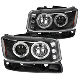 Coolstuffguru Compatible with GMC Sierra Yukon Projector Halo LED Headlights+Bumper Lights Black