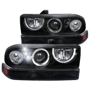 Coolstuffguru BLACK DUAL HALO PROJECTOR SMD LED HEADLIGHTS+BUMPER LA Compatible with 1998-2004 S10 BLAZER