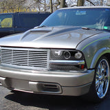 Coolstuffguru Compatible with Chevy S10 Blazer Halo LED Black Projector Headlights+LED Bumper Lights Pair