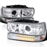 Coolstuffguru Compatible with Chevy Tahoe Suburban Clear LED Halo Projector Headlights+LED Bumper Lights