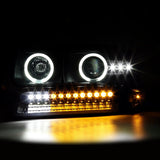 Coolstuffguru Compatible with Chevy Silverado Suburban Black Smoke Projector Headlights+LED Bumper Lamps