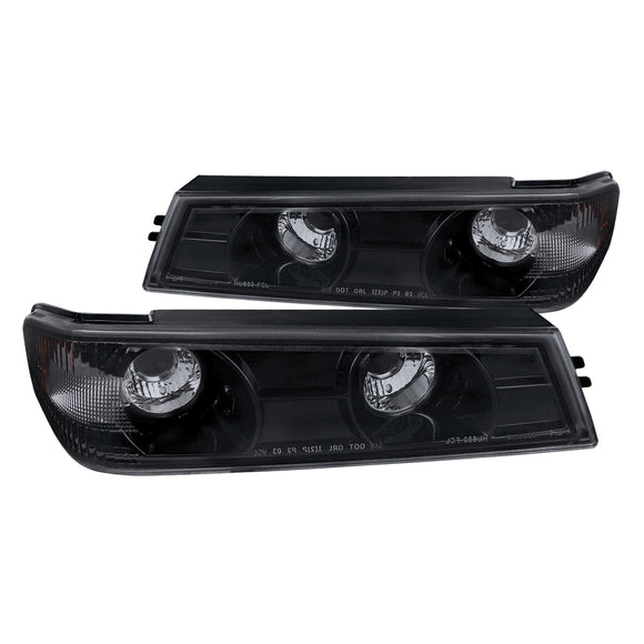 Coolstuffguru Compatible with Chevy Colorado GMC Canyon Pickup Glossy Black Corner Lamps Signal Lights Pair