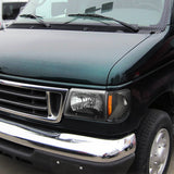 Coolstuffguru Compatible with Ford Econoline E150 E250 E350 E450 E550, Black Housing Clear Lens, Corner Signal Lights