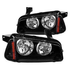 Coolstuffguru Compatible with Dodge Charger Black Head Lamps w/ Turn Signal Lights Replacement Pair