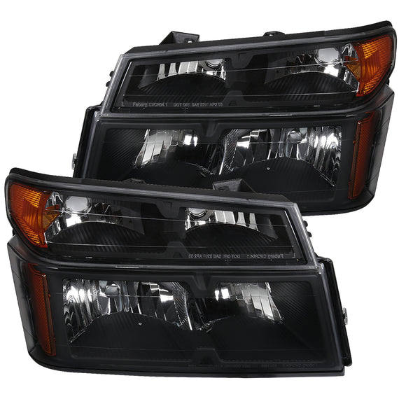 Coolstuffguru Compatible with Chevy Colorado GMC Canyon Black Headlights Headlamps+Turn Signal Corner Lamps