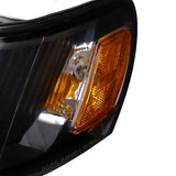 Coolstuffguru Compatible with Toyota Corolla Dx Trac 4 5 Dr, Black Housing Clear Lens Headlights, Corner Lamps