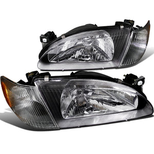 Coolstuffguru Compatible with Toyota Corolla Ce Le Ve 4Dr Black Headlights w/ Corner Lights 1Pc.