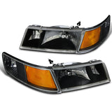 Coolstuffguru Compatible with Mercury Grand Marquis Euro Black Headlights+Corner Signal Lamps 4PC