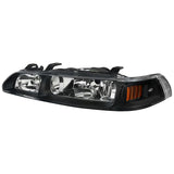 Coolstuffguru Compatible with Acura Integra JDM Black 1 Piece Replacement Headlights Lamps Left+Right