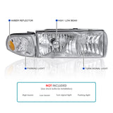 Coolstuffguru Compatible with Chevy Impala Caprice Crystal Chrome Headlights+Clear Corner Lamps