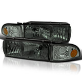 Coolstuffguru Compatible with Chevy Impala Caprice Crystal Smoke Headlights+Tinted Corner Lamps