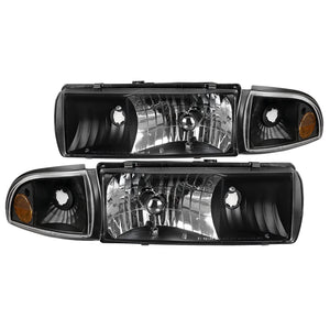 Coolstuffguru Compatible with Chevy Impala Caprice Black Headlights Corner Turn Signal Lamps Pair