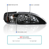 Coolstuffguru Compatible with Ford Mustang Gt/ Cobra Svt 1-piece Style Headlights Black