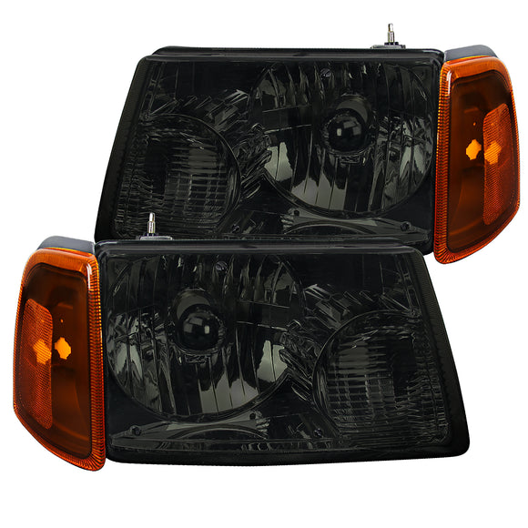 Coolstuffguru Compatible with Ford Ranger Smoke Lens Headlights+Amber Lens Corner Signal Lamps