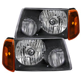 Coolstuffguru Compatible with Ford Ranger Euro Diamond Black Headlights w/ Amber Corner Lamps