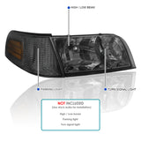 Coolstuffguru Compatible with Ford Crown Victoria Crystal Smoke Headlights+Tinted Corner Lamps