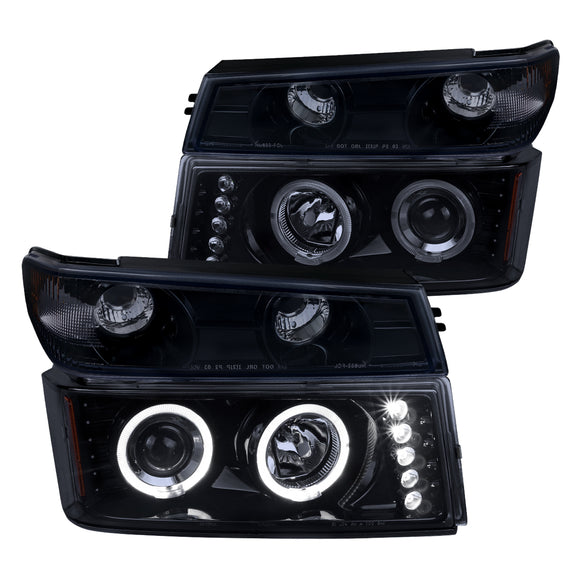 Coolstuffguru Compatible with Chevy Colorado GMC Canyon Glossy Black Projector Headlights+Corner Signal Lamps