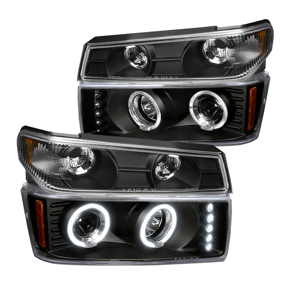 Coolstuffguru Compatible with Chevy Colorado GMC Canyon Black Halo Led Projector Headlights, Corner lights