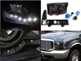 Coolstuffguru BLACK SMD LED DRL PROJECTOR HEADLIGHTS+CORNER SIGN Compatible with 1999-2004 F250 F350 F450 F550