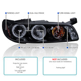 Coolstuffguru Compatible with Grand Prix Halo Led Glossy Black Smoked Lens Proj Headlights, Corner 1Pc