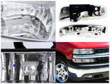 Coolstuffguru CHROME HEADLIGHTS BUMPER LAMPS+CLEAR FOG LIGHT 6PC KIT Compatible with 1999-2002 CHEVY SILVERADO