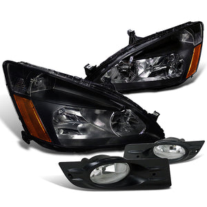 Coolstuffguru Compatible with Honda Accord 2DR, Black Housing, Headlights, Clear Lens, Fog Lights