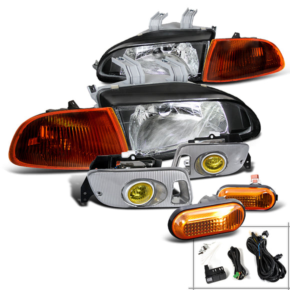 Coolstuffguru Compatible with CIVIC 92-95 HEADLIGHT+SMOKE CORNER+FOG+DOME SIDE MARKER
