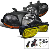Coolstuffguru Compatible with JDM 1996-1998 HONDA CIVIC HEAD LIGHTS+FOG LAMPS PAIR BK