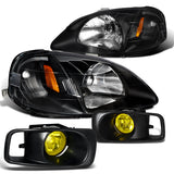 Coolstuffguru Compatible with JDM 1999-2000 HONDA CIVIC HEAD LIGHTS+FOG BUMPER LAMPS