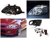 Coolstuffguru PROJECTOR HEADLIGHTS+YELLOW FOG Compatible with 1999-2000 HONDA CIVIC