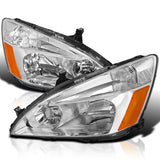 Coolstuffguru Compatible with Honda Accord 2/4d Chrome Crystal Headlights Clear Head Lamps