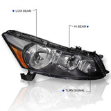 Coolstuffguru Compatible with Honda Accord 4Dr Sedan JDM Crystal Black Headlights Lamp