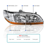 Coolstuffguru Compatible with Honda Accord 2/4dr JDM Chrome Front Diamond Headlights Left+Right