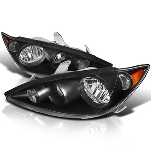 Coolstuffguru Compatible with Toyota Camry 4Dr Sedan Diamond Black Headlights Head Lamps Pair