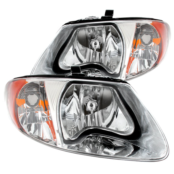 Coolstuffguru Compatible with Dodge Caravan Chrysler Town & Country Grand Voyager Chrome Amber Headlights