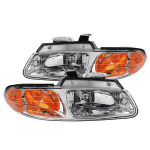 Coolstuffguru Compatible with Dodge Grand Caravan Chrysler Voyager Town&Country Chrome Amber Headlights