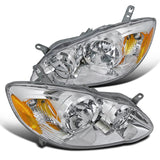 Coolstuffguru Compatible with Toyota Corolla 4DR Chrome Crystal Headlights Clear Head Lamps