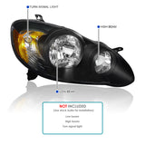 Coolstuffguru Compatible with Toyota Corolla Black Crystal Headlights