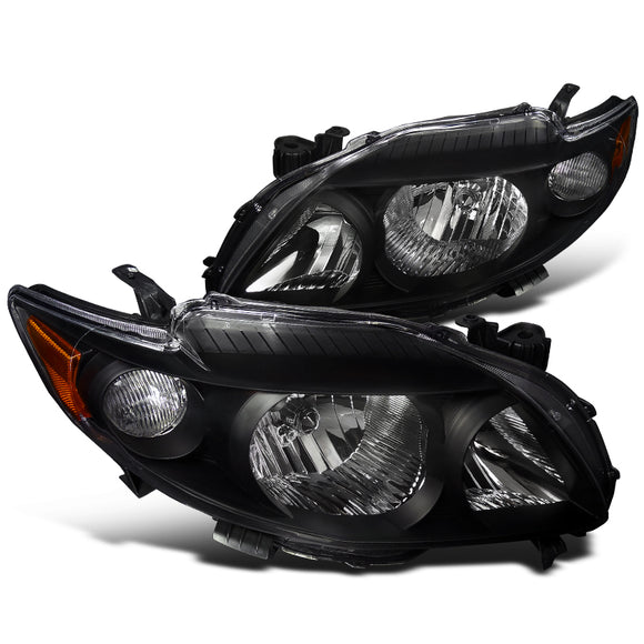 Coolstuffguru Compatible with Toyota Corolla Xle Xrs S Le, Black Housing Headlights, Clear Lens, Pair