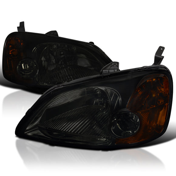 Coolstuffguru Compatible with Honda Civic EM ES 2/4Dr JDM Smoke Crystal Headlights+Amber