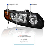 Coolstuffguru Compatible with Honda Civic 2Dr Black Jdm Headlights Head Lamps Left+Right