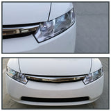 Coolstuffguru Compatible with Honda Civic 4d Chrome Crystal Headlights Clear Lamps