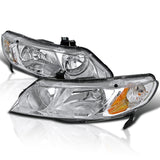 Coolstuffguru Compatible with Honda Civic 4d Chrome Crystal Headlights Clear Lamps