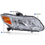 Coolstuffguru Compatible with/Replacement for 2012-2015 Honda Civic 4Dr Sedan Clear Headlights Head Lamps Pair