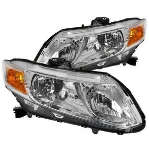 Coolstuffguru Compatible with/Replacement for 2012-2015 Honda Civic 4Dr Sedan Clear Headlights Head Lamps Pair