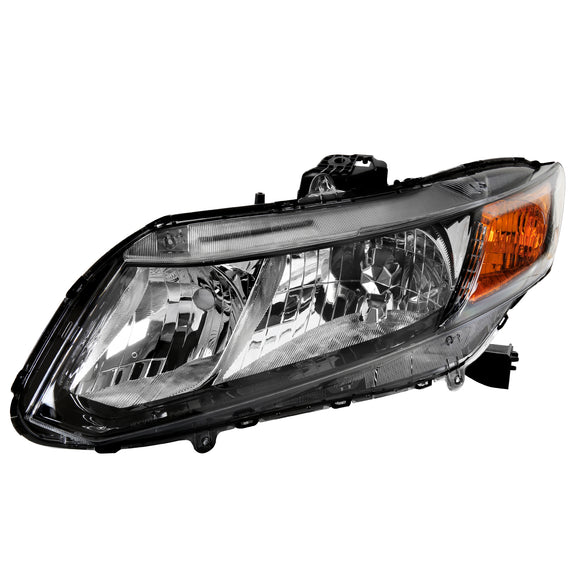 Coolstuffguru Compatible with/Replacement for 2012-2015 Honda Civic Black Clear Replacement Headlights Left Head Lamps