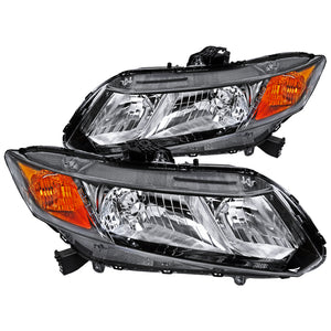 Coolstuffguru Compatible with/Replacement for 2012-2015 Honda Civic Black Clear Replacement Headlights Left+Right