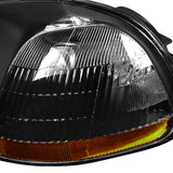 Coolstuffguru Compatible with CIVIC COUPE 2DR JDM BLACK HEAD LIGHTS+SMOKE & RED TAIL LAMPS PAIR